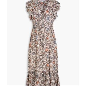 Veronica Beard Dolce Dress size 6 Womens Floral Button Front Tiered Ruffle Trim